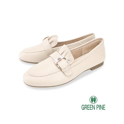 GREEN PINE水鑽鞋釦抓皺平底鞋粉色(00310912)