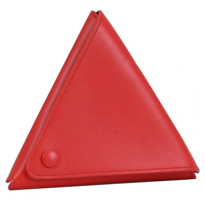 BOTTEGA VENETA 新款摺疊釦式三角零錢包/小物收納包(紅)