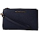 MICHAEL KORS JET SET金字LOGO防刮皮革雙層手拿長夾-深藍 product thumbnail 1