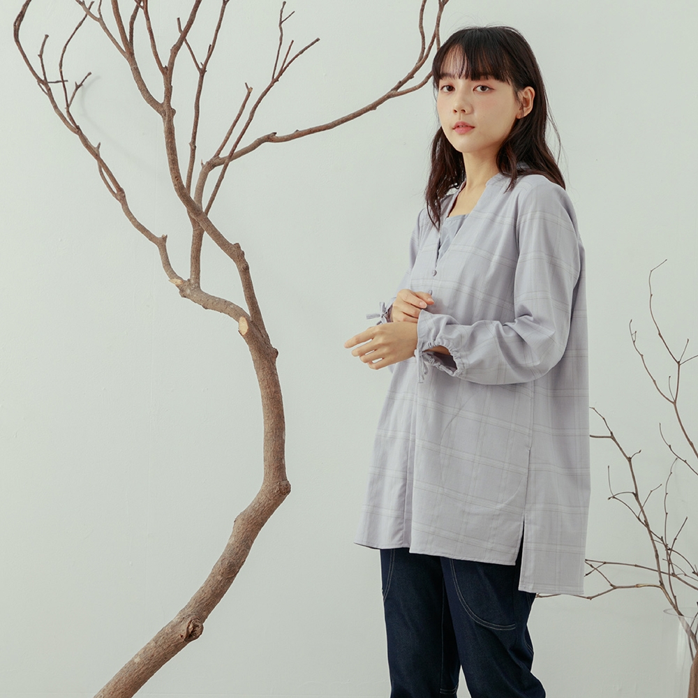 【MOSS CLUB】假兩件親膚材質格紋-女長袖襯衫(三色/魅力商品/版型適中)