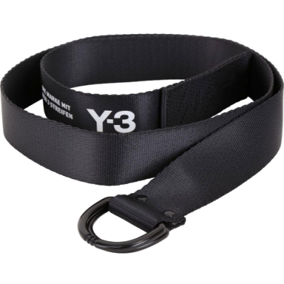 Y-3 Street D型環釦字母標誌織布腰帶(黑色)