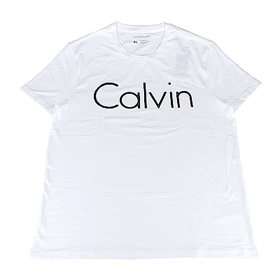 CK Calvin Klein 經典大LOGO印花造型短袖T恤(白)