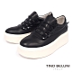 Tino Bellini 牛皮革拼接造型厚底綁帶休閒鞋-黑 product thumbnail 1