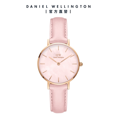 Daniel Wellington DW 手錶 Petite 28mm 春日花時系列真皮皮革錶-粉彩貝母錶盤 DW00100633