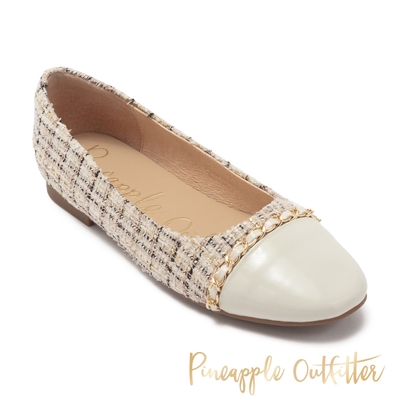 Pineapple-Outfitter-DELU 小香織布鍊條娃娃鞋-米白色