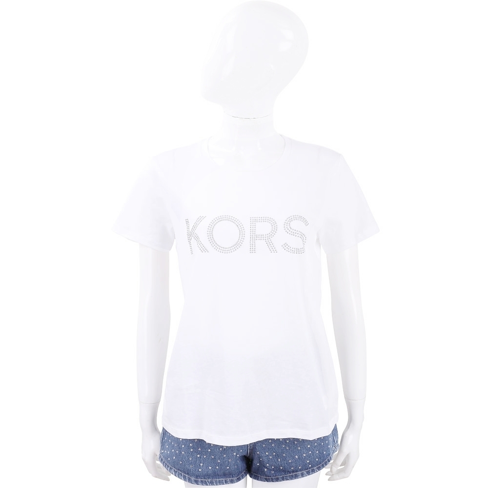 Michael Kors 鉚釘字母白色短袖T恤