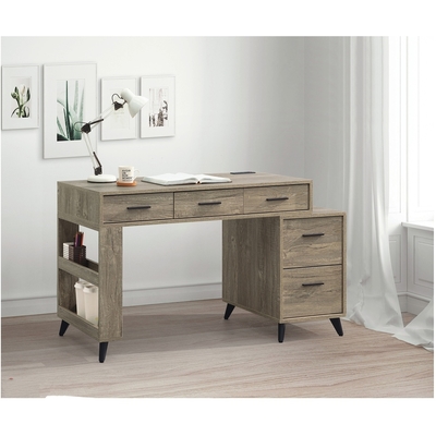 AS-喬瑟夫4尺灰橡色多功能伸縮書桌(附USB插座)120x55x78cm(兩色可選)