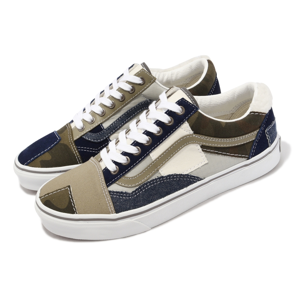 Vans 休閒鞋Old Skool Patchwork 男鞋女鞋藍綠迷彩異材質拼接