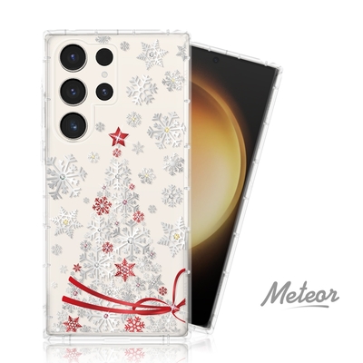 Meteor Samsung Galaxy S23 Ultra 奧地利水鑽彩繪防摔殼 - 緞帶聖誕樹(多鑽版)