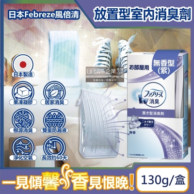 日本Febreze風倍清-W室內消臭放置型果凍凝膠除臭芳香劑130g/盒(居家淨化空氣長效約60天,廚房客廳玄關鞋櫃臥室廁所香氛盒)