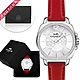 COACH 紅色C LOGO真皮錶帶水晶鑲嵌女士腕錶+黑色波紋證件名片短夾 product thumbnail 1