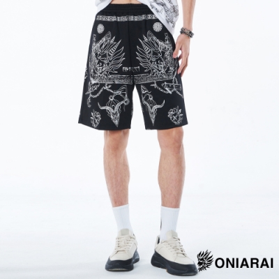 鬼洗 BLUE WAY – 黑帝斯滿版印花針織短褲(銀)