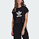 Adidas Short Tee IB1406 女 短袖 短版 上衣 T恤 亞洲版 休閒 三葉草 寬鬆 棉質 黑 product thumbnail 1