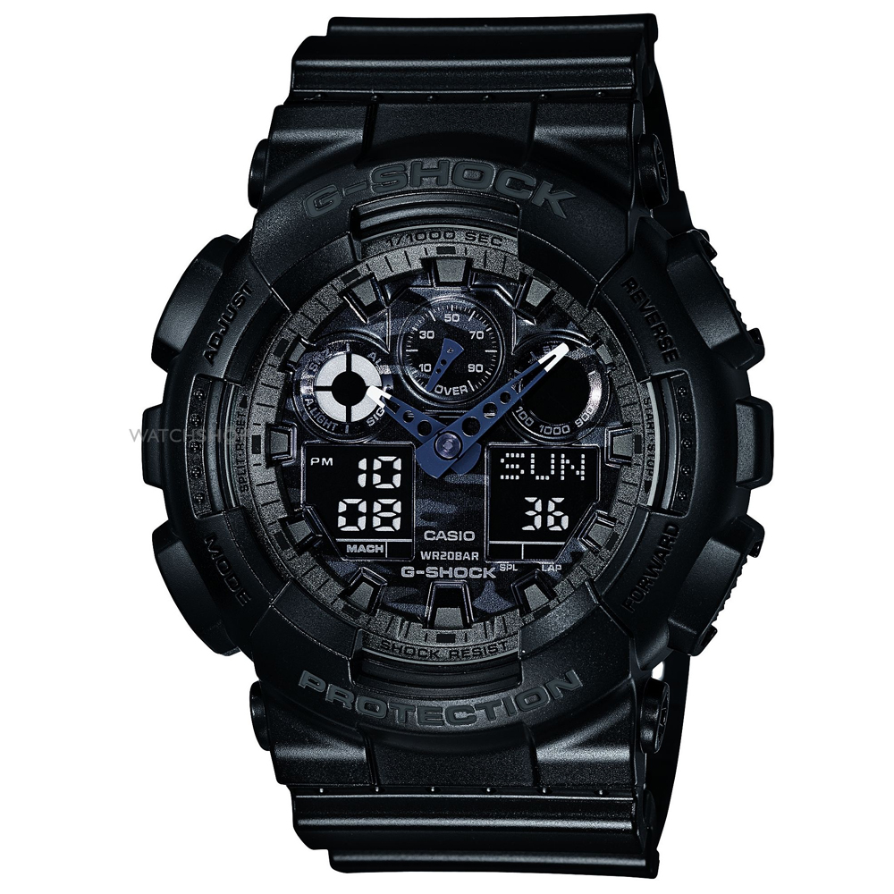 G-SHOCK 超人氣新迷彩軍事戰魂雙顯錶(GA-100CF-1Ａ)-黑/灰/52mm