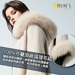 MONS 狐狸絨毛寬袖大衣/外套(100%狐狸毛)