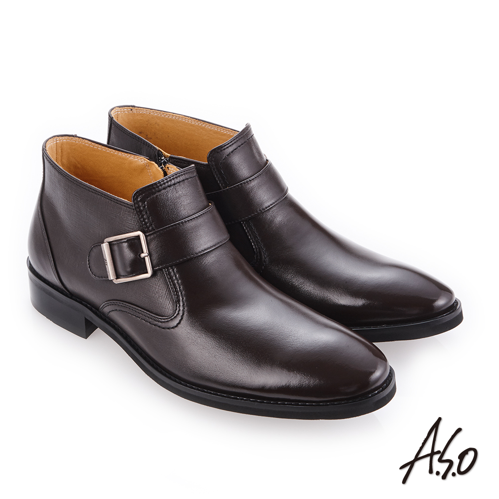A.S.O 零壓挺力 精緻壓紋牛皮紳士鞋 咖啡 product image 1