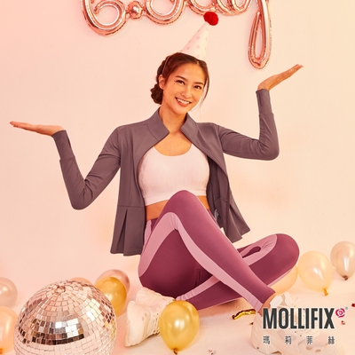 Mollifix 瑪莉菲絲 立體修身傘狀訓練外套 (乾燥玫瑰) 暢貨出清、瑜珈服、運動外套、瑜珈上衣、薄外套