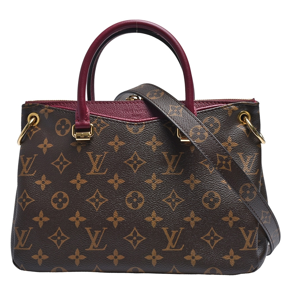 LV M41825 Monogram PALLAS BB系列拼接皮革手提/肩背包(小-紫紅色)