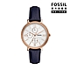 FOSSIL Jacqueline Multifunction 高雅玫瑰金環鑽女錶 藍色真皮錶帶 38MM ES5096 product thumbnail 1