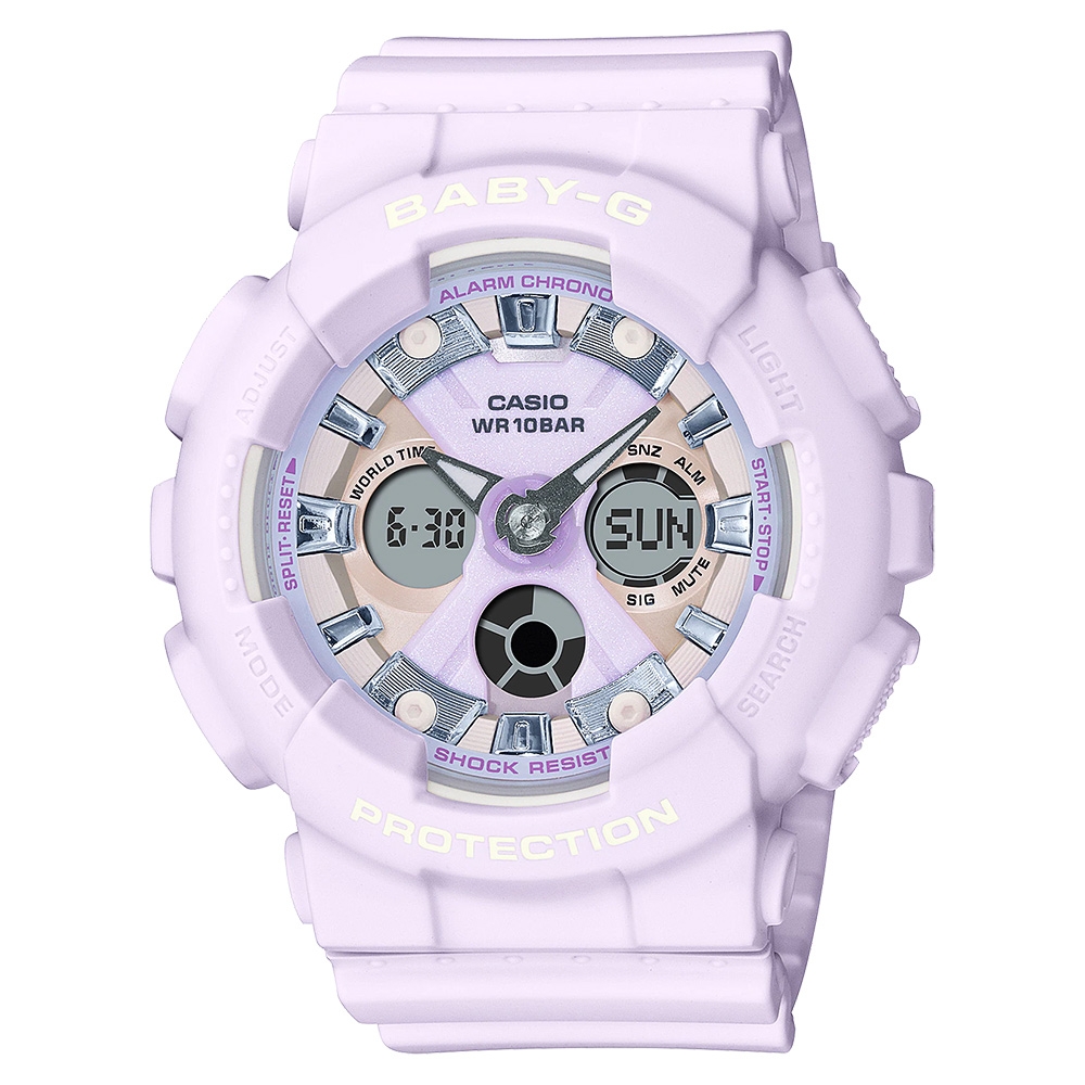 CASIO 卡西歐Baby-G 休閒風雙顯手錶-柔美紫BA-130WP-6A | BABY-G