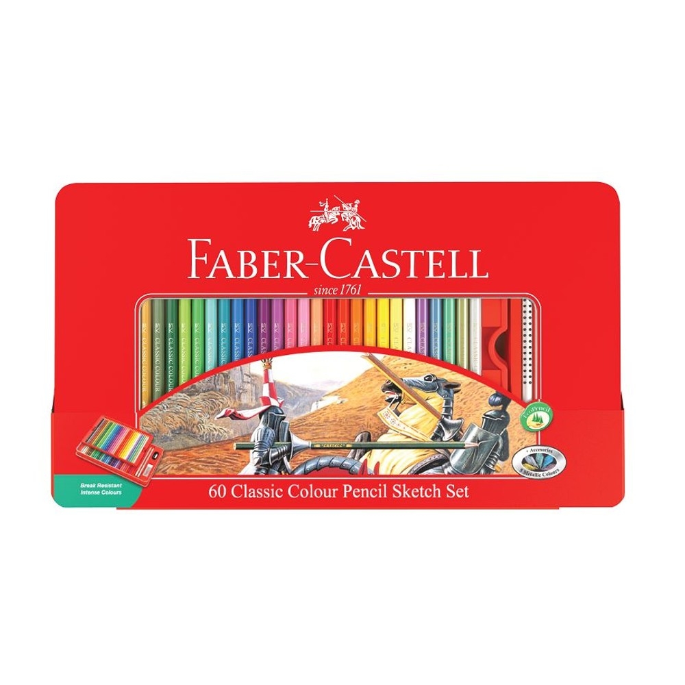 FABER-CASTELL 輝柏油性彩色鉛筆油性色鉛筆鐵盒60色/盒115893 | 筆