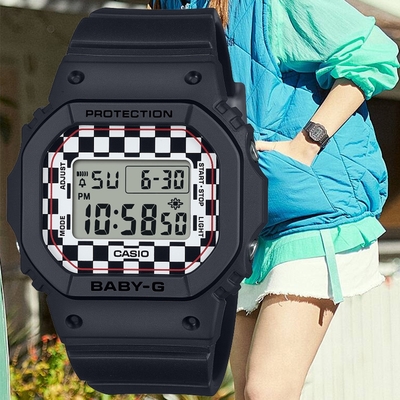 CASIO 卡西歐 BABY-G 滑板潮流 格子旗電子腕錶 禮物推薦 畢業禮物 42.1*37.9mm / BGD-565GS-1