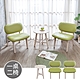 Boden-斯頓實木綠色皮餐椅+卡斯納實木圓形小茶几組合(一桌二椅)-50x50x55cm product thumbnail 1
