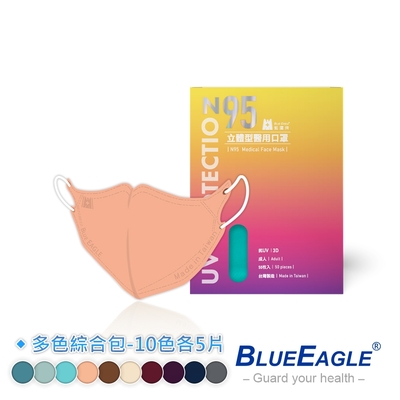 【藍鷹牌】N95立體型成人醫用口罩（綜合包）50片x1盒