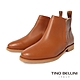 Tino Bellini 巴西進口皮紋拼接切爾西短靴FWMV016-9(焦糖) product thumbnail 1