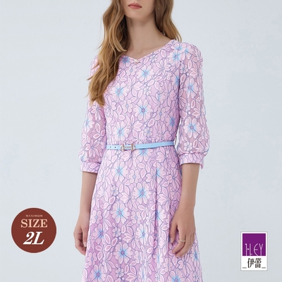 ILEY伊蕾 花漾重工蕾絲七分袖洋裝(粉色；M-2L)1233017126