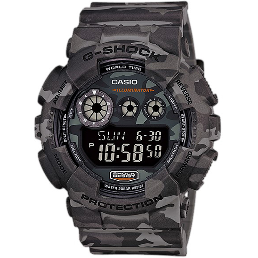 G-SHOCK潮流炫風 叢林迷彩戰鬥魂軍風休閒錶(GD-120CM-8)-迷霧灰/51.2mm