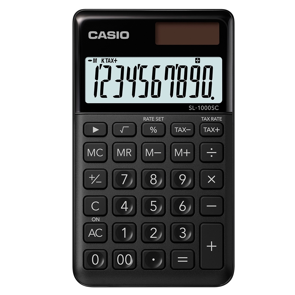 CASIO 10位元時尚霧面系列攜帶型計算機(SL-1000SC-BK)-耀岩黑