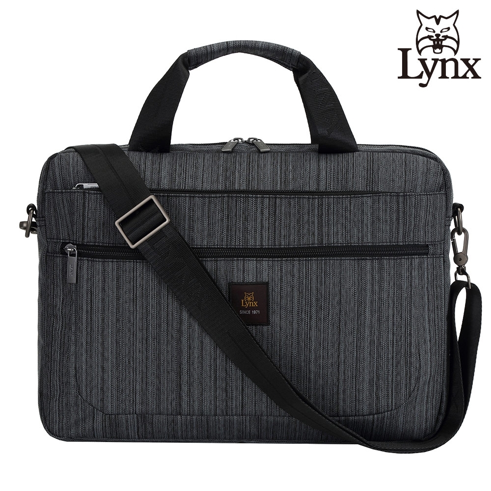 【LYNX】美國山貓旅行休閒多隔層機能側背公事包布包(深灰色)