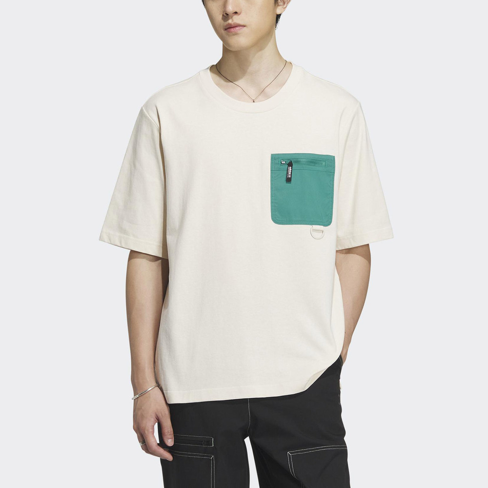 Adidas ADV SS TEE 1 IK8587 男 短袖 上衣 T恤 亞洲版 胸前口袋 休閒 棉質 穿搭 米白