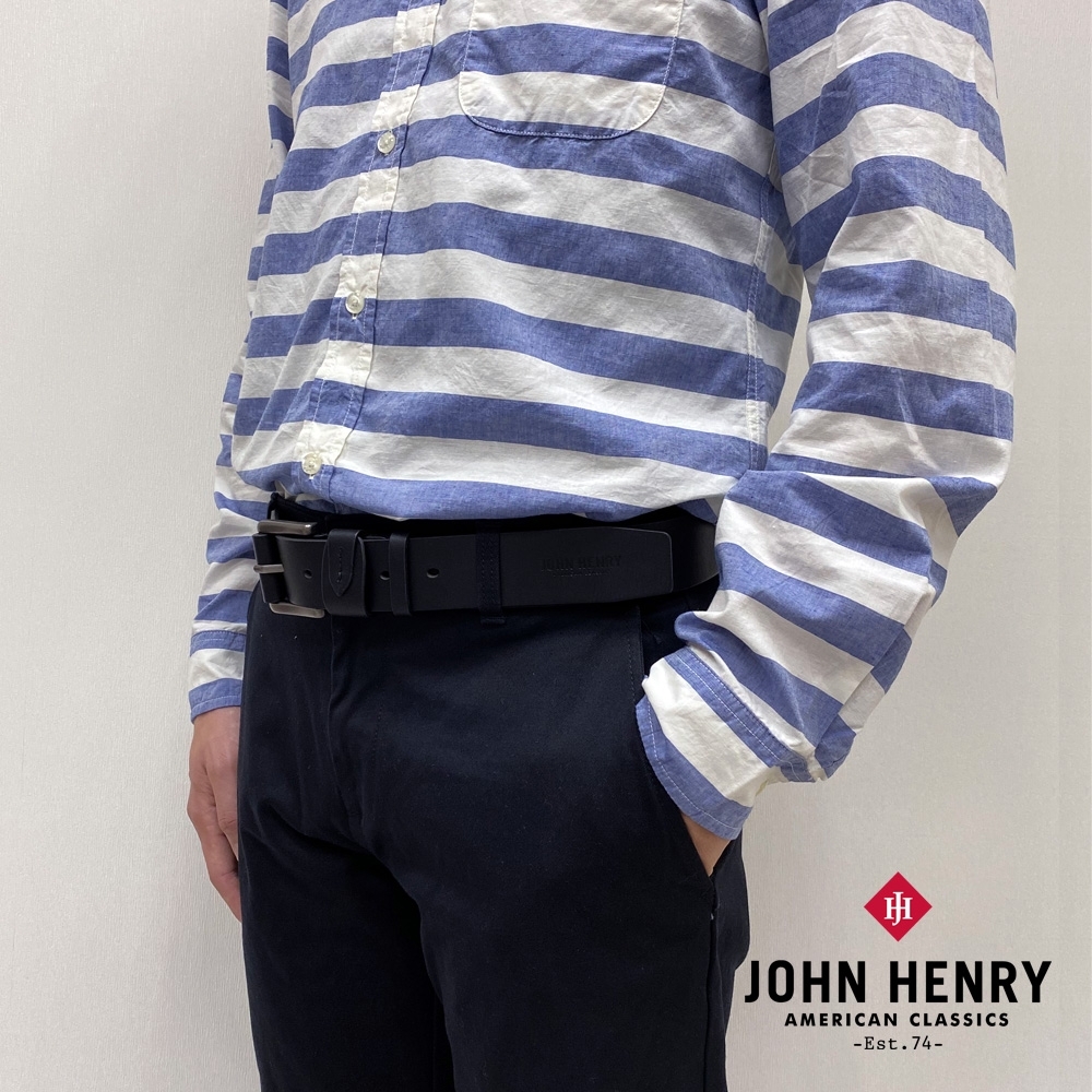 【JOHN HENRY】復古設計百搭皮帶-(二色)