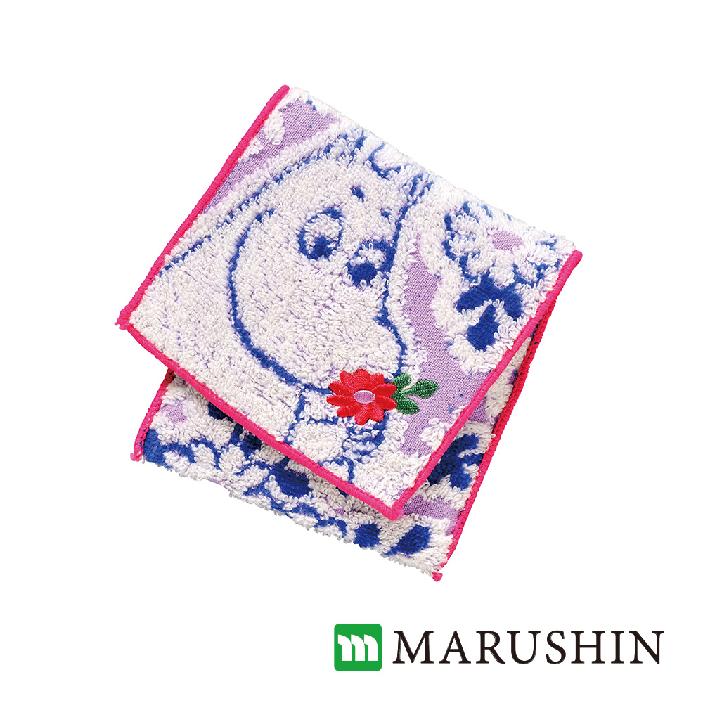 日本丸真 Moomin方型毛巾布收納袋-嚕嚕米摘花