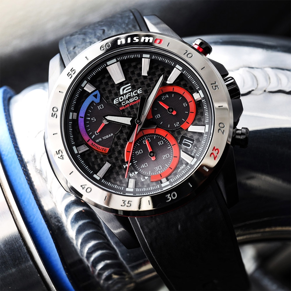 CASIO 卡西歐EDIFICE NISMO限量版碳纖維太陽能計時手錶EQS-930NIS-1A