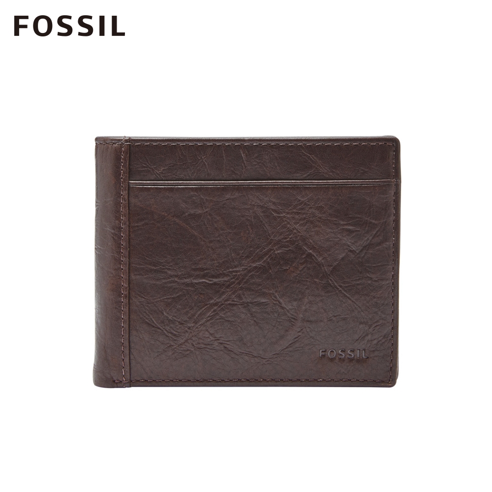 FOSSIL NEEL 真皮證件格零錢袋男夾-深咖啡色 ML3890200