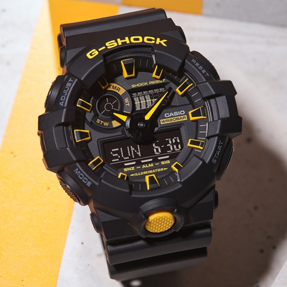 CASIO 卡西歐G-SHOCK 搶眼風格黑x黃雙顯腕錶53.4mm / GA-700CY-1A | G