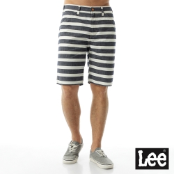Lee 男款 灰白條紋休閒短褲