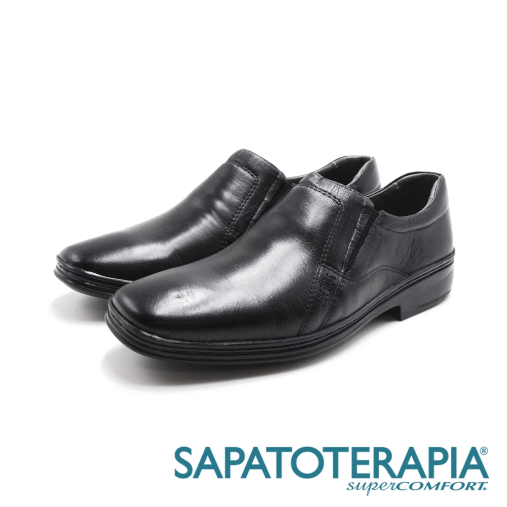 SAPATOTERAPIA(男)方頭車縫紋減壓皮鞋 男鞋-黑(另有深咖)