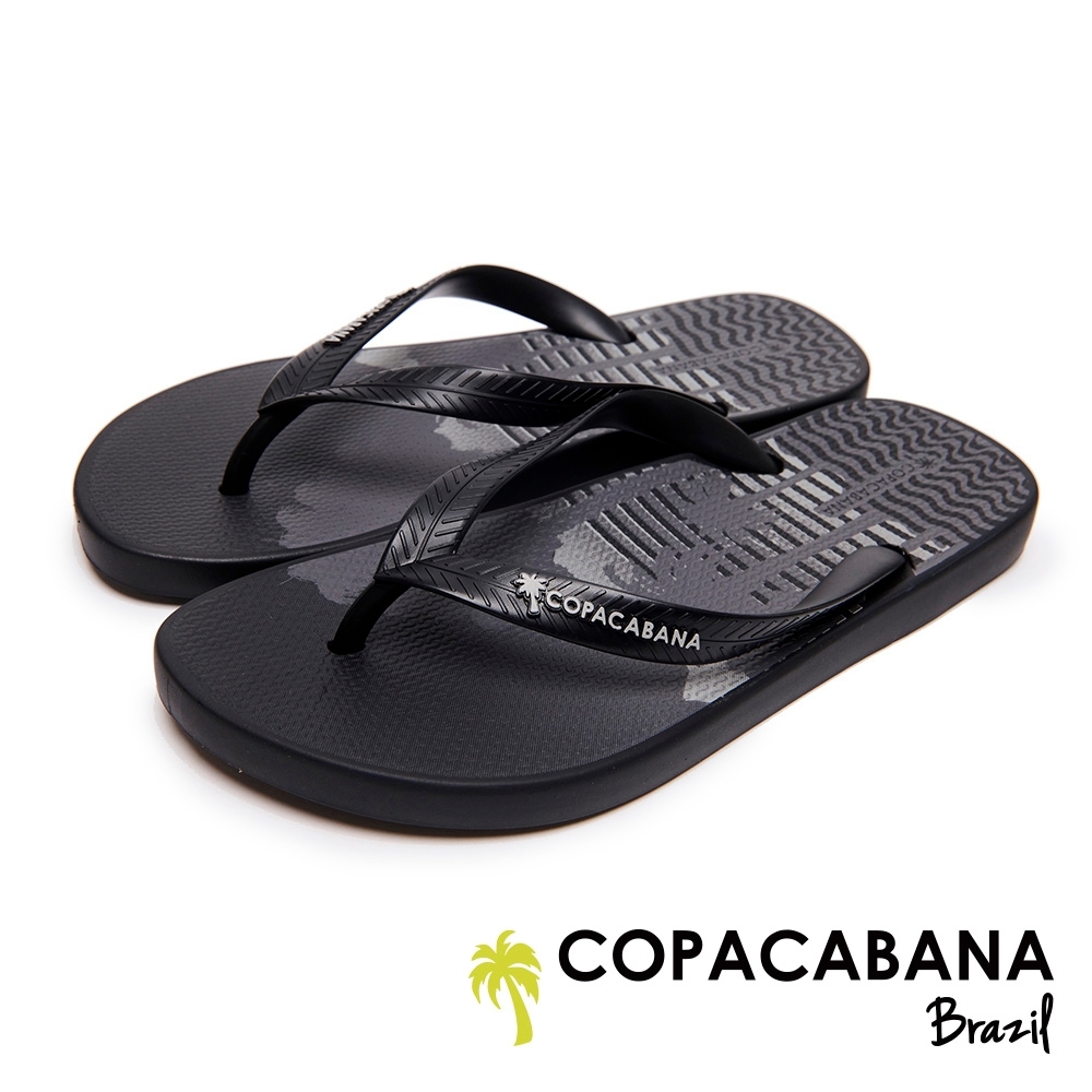 Copacabana 巴西海灘棕櫚樹人字鞋-黑色