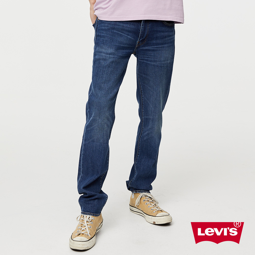 Levis 男款 511低腰修身窄管牛仔褲 中藍刷白 彈性布料 Lyocell天絲棉