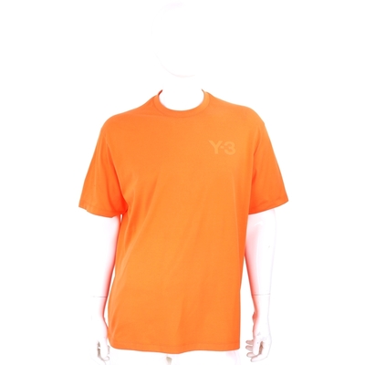 Y-3 字母標誌微彈性棉質橘色短袖TEE T恤