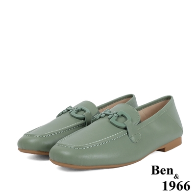 Ben&1966高級頭層牛皮流行百搭休閒樂福鞋-青瓷綠(218292)
