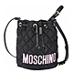 MOSCHINO 粉字母絎縫尼龍可拆腕帶手提/斜背水桶包(黑色) product thumbnail 1