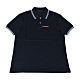 PRADA紅白橡膠LOGO藍白設計純棉短袖POLO衫(S/M/午夜藍) product thumbnail 1