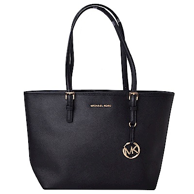 MICHAEL KORS CIAR金字LOGO防刮牛皮托特包-黑