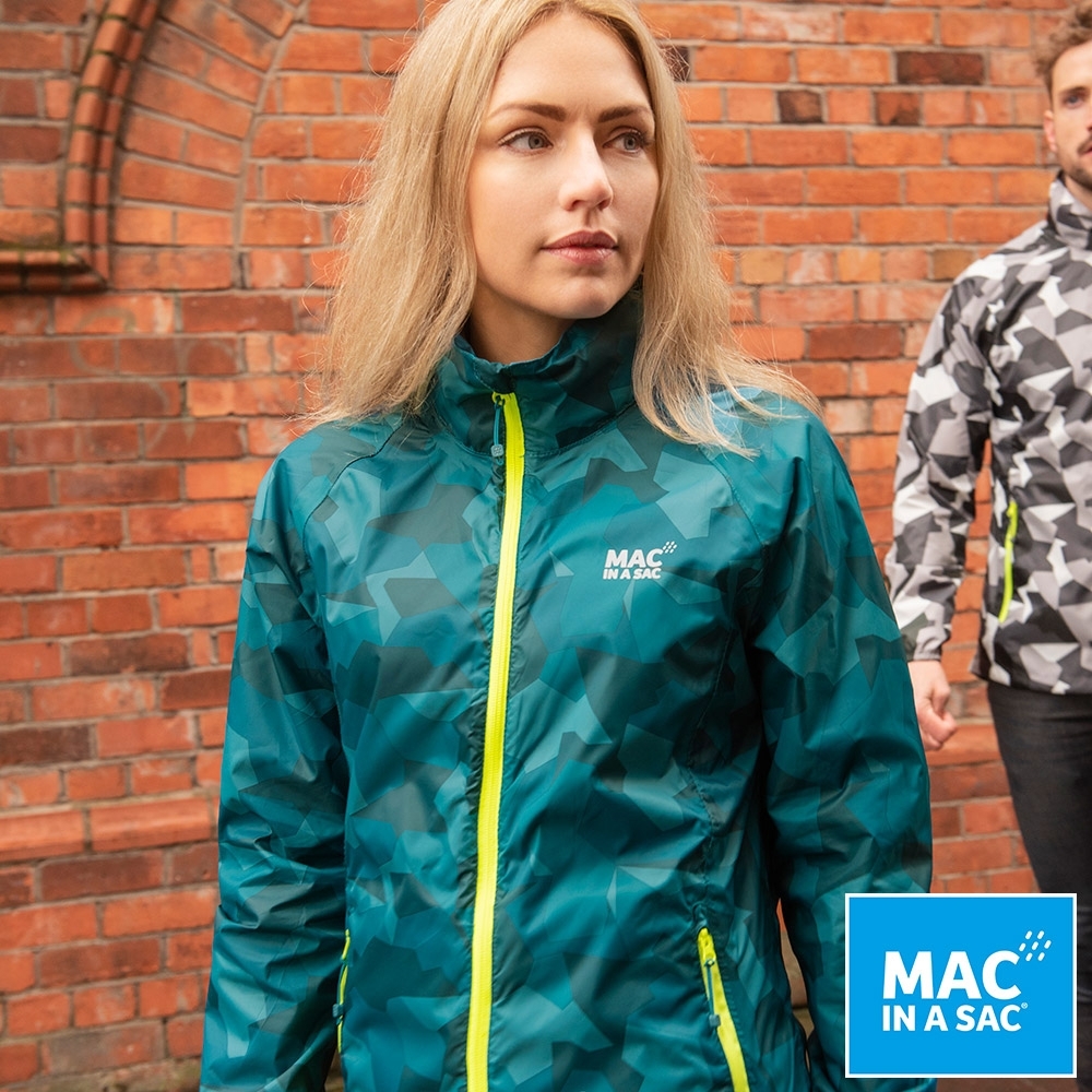 【MAC IN A SAC】男女款輕巧袋著走炫彩防水透氣外套MNS117迷彩藍綠