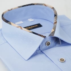 金安德森 經典格鑲領藍色吸排窄版長袖襯衫